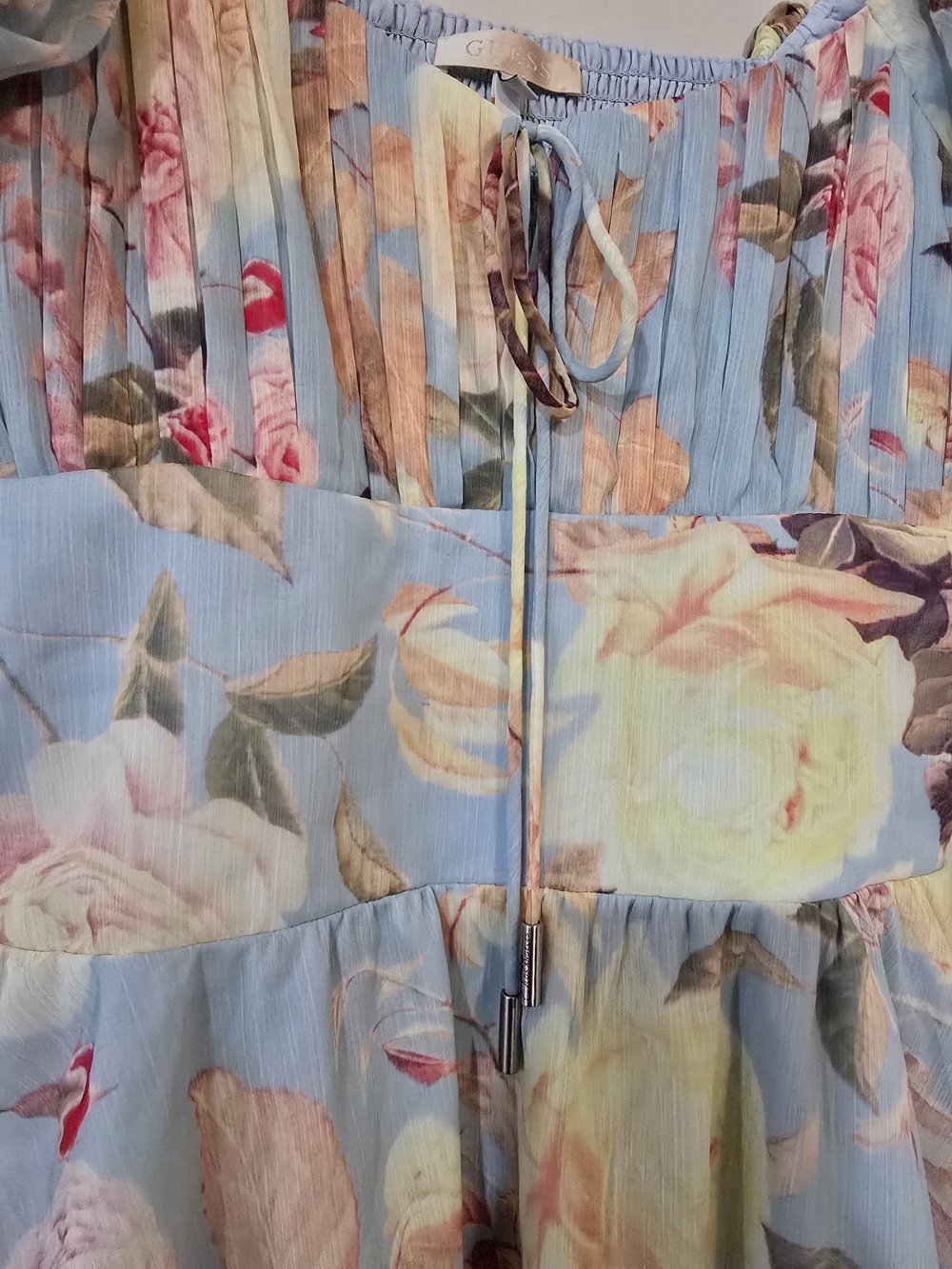Guess Light Blue Floral Off-Shoulder Mini Dress - Picture 7 of 9